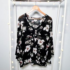 SIREN LILY Plus Size Black Flower Stamped Size 3XL
